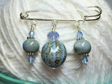 Frost Blue Glazed Ceramic Kilt Pin/ Shawl Pin , jewelry - Jill's Beaded Knit Bits, Jill's Beaded Knit Bits
 - 2