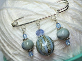 Frost Blue Glazed Ceramic Kilt Pin/ Shawl Pin , jewelry - Jill's Beaded Knit Bits, Jill's Beaded Knit Bits
 - 3