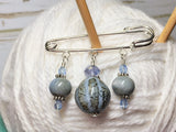 Frost Blue Glazed Ceramic Kilt Pin/ Shawl Pin , jewelry - Jill's Beaded Knit Bits, Jill's Beaded Knit Bits
 - 4