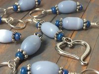 Sky Blue Open Heart Stitch Marker Set , Stitch Markers - Jill's Beaded Knit Bits, Jill's Beaded Knit Bits
 - 3