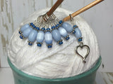 Sky Blue Open Heart Stitch Marker Set , Stitch Markers - Jill's Beaded Knit Bits, Jill's Beaded Knit Bits
 - 7