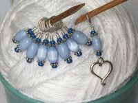 Sky Blue Open Heart Stitch Marker Set , Stitch Markers - Jill's Beaded Knit Bits, Jill's Beaded Knit Bits
 - 8