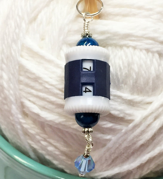 Hanging Barrel Style Row Counter-Blue , Stitch Markers - Jill's Beaded Knit Bits, Jill's Beaded Knit Bits
 - 1