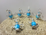 6 Snag Free Little Blue Teapot Stitch Markers- Gift for Knitters , Stitch Markers - Jill's Beaded Knit Bits, Jill's Beaded Knit Bits
 - 2