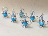 6 Snag Free Little Blue Teapot Stitch Markers- Gift for Knitters , Stitch Markers - Jill's Beaded Knit Bits, Jill's Beaded Knit Bits
 - 1