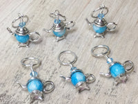 6 Snag Free Little Blue Teapot Stitch Markers- Gift for Knitters , Stitch Markers - Jill's Beaded Knit Bits, Jill's Beaded Knit Bits
 - 7