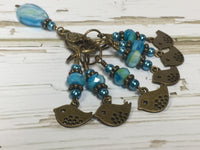 Bluebird Stitch Markers- Snag Free 6 Piece Knitting Set- Optional Holder , stitch markers - Jill's Beaded Knit Bits, Jill's Beaded Knit Bits
 - 4