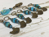 Bluebird Stitch Markers- Snag Free 6 Piece Knitting Set- Optional Holder , stitch markers - Jill's Beaded Knit Bits, Jill's Beaded Knit Bits
 - 5