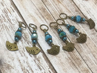 Bluebird Stitch Markers- Snag Free 6 Piece Knitting Set- Optional Holder , stitch markers - Jill's Beaded Knit Bits, Jill's Beaded Knit Bits
 - 10