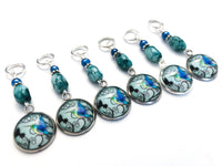 Blue Hummingbird Stitch Markers for Knitting