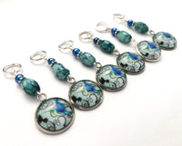 Blue Hummingbird Stitch Markers for Knitting