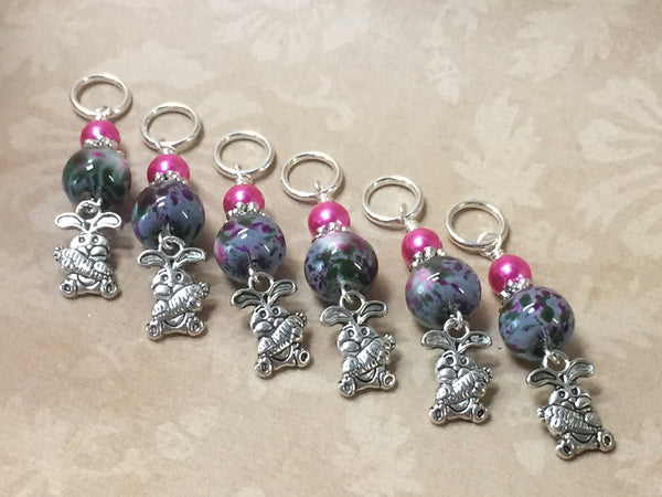 Bunny Rabbit Stitch Markers- Snag Free Knitting Gift , Stitch Markers - Jill's Beaded Knit Bits, Jill's Beaded Knit Bits
 - 1