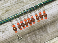 Camp Fire Stitch Marker Set- Orange , Stitch Markers - Jill's Beaded Knit Bits, Jill's Beaded Knit Bits
 - 6