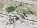 Camping Stitch Marker Set With Green Beaded Clip Holder , Stitch Markers - Jill's Beaded Knit Bits, Jill's Beaded Knit Bits
 - 4