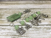 Camping Stitch Marker Set With Green Beaded Clip Holder , Stitch Markers - Jill's Beaded Knit Bits, Jill's Beaded Knit Bits
 - 7