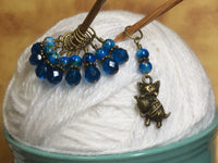 Cat & Yarn Stitch Marker Set- Blue , Stitch Markers - Jill's Beaded Knit Bits, Jill's Beaded Knit Bits
 - 2