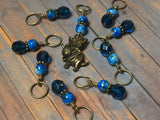 Cat & Yarn Stitch Marker Set- Blue , Stitch Markers - Jill's Beaded Knit Bits, Jill's Beaded Knit Bits
 - 3