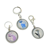 Cat Stitch Marker Charms for Knitting or Crochet, Closed Rings, Open Rings, or Clasps