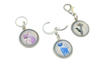 Cat Stitch Marker Charms for Knitting or Crochet, Closed Rings, Open Rings, or Clasps