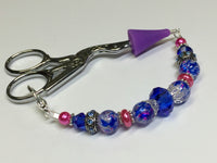 Cobalt Pink Scissor Fob Charm , accessories - Jill's Beaded Knit Bits, Jill's Beaded Knit Bits
 - 1