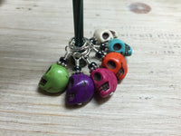 Colorful Skull Stitch Markers , Stitch Markers - Jill's Beaded Knit Bits, Jill's Beaded Knit Bits
 - 4