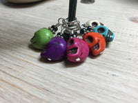 Colorful Skull Stitch Markers , Stitch Markers - Jill's Beaded Knit Bits, Jill's Beaded Knit Bits
 - 3