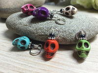 Colorful Skull Stitch Markers , Stitch Markers - Jill's Beaded Knit Bits, Jill's Beaded Knit Bits
 - 8