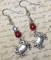 Red Crab Beaded Dangle Earrings , jewelry - Jill's Beaded Knit Bits, Jill's Beaded Knit Bits
 - 1