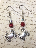 Red Crab Beaded Dangle Earrings , jewelry - Jill's Beaded Knit Bits, Jill's Beaded Knit Bits
 - 2