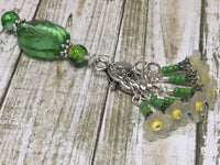 Green Crystal Stitch Marker Holder & Yellow Daffodil Stitch Markers , Stitch Markers - Jill's Beaded Knit Bits, Jill's Beaded Knit Bits
 - 3