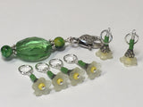 Green Crystal Stitch Marker Holder & Yellow Daffodil Stitch Markers , Stitch Markers - Jill's Beaded Knit Bits, Jill's Beaded Knit Bits
 - 6