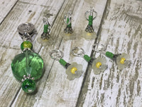 Green Crystal Stitch Marker Holder & Yellow Daffodil Stitch Markers , Stitch Markers - Jill's Beaded Knit Bits, Jill's Beaded Knit Bits
 - 7