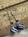 Navy Blue Striped French Hook Earrings , jewelry - Jill's Beaded Knit Bits, Jill's Beaded Knit Bits
 - 2