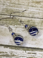 Navy Blue Striped French Hook Earrings , jewelry - Jill's Beaded Knit Bits, Jill's Beaded Knit Bits
 - 3