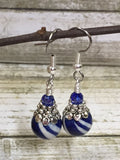 Navy Blue Striped French Hook Earrings , jewelry - Jill's Beaded Knit Bits, Jill's Beaded Knit Bits
 - 4