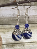 Navy Blue Striped French Hook Earrings , jewelry - Jill's Beaded Knit Bits, Jill's Beaded Knit Bits
 - 5