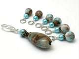 Earth & Sky Stitch Marker Set with Matching Holder