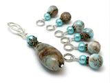 Earth & Sky Stitch Marker Set with Matching Holder