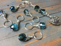 Filigree Heart Stitch Marker Holder-Teal , Stitch Markers - Jill's Beaded Knit Bits, Jill's Beaded Knit Bits
 - 1