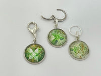 Green Stitch Markers for Knitting or Crochet, Closed Rings, Open Rings, or Clasps