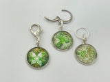 Green Stitch Markers for Knitting or Crochet, Closed Rings, Open Rings, or Clasps