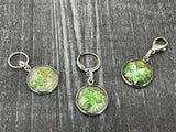 Green Stitch Markers for Knitting or Crochet, Closed Rings, Open Rings, or Clasps