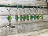 Green Beaded Dragonfly Stitch Marker Set , Stitch Markers - Jill's Beaded Knit Bits, Jill's Beaded Knit Bits
 - 5