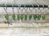 Green Beaded Dragonfly Stitch Marker Set , Stitch Markers - Jill's Beaded Knit Bits, Jill's Beaded Knit Bits
 - 6