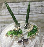 Green Beaded Dragonfly Stitch Marker Set , Stitch Markers - Jill's Beaded Knit Bits, Jill's Beaded Knit Bits
 - 7