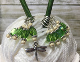 Green Beaded Dragonfly Stitch Marker Set , Stitch Markers - Jill's Beaded Knit Bits, Jill's Beaded Knit Bits
 - 1