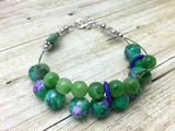 Green Heart Abacus Row Counting Bracelet - Stitch Markers Option