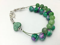 Green Heart Abacus Row Counting Bracelet - Stitch Markers Option