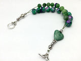 Green Heart Abacus Row Counting Bracelet - Stitch Markers Option