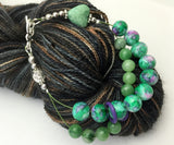 Green Heart Abacus Row Counting Bracelet - Stitch Markers Option